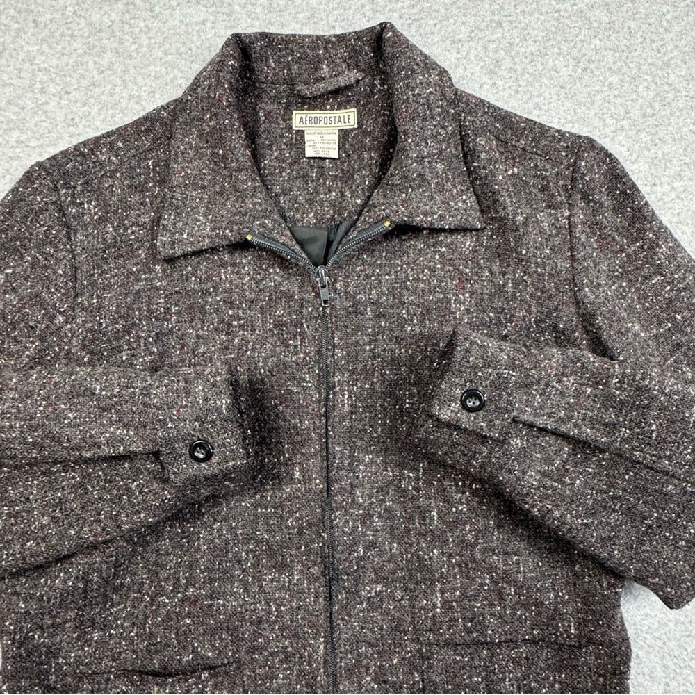 Vintage 90s Aeropostale Full Zip Wool Blend Jacket Womens Medium Grey Multicolor